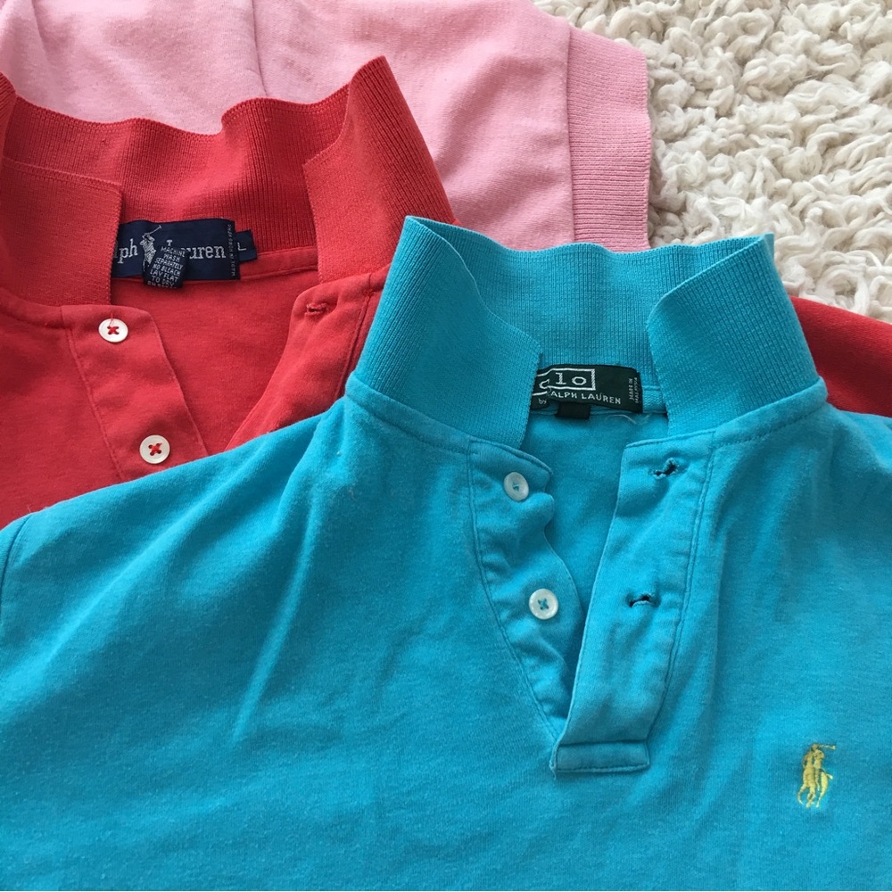 Bundle 3 polo shirts blue red pink, for golf pickle ball or summer weekends - Picture 1 of 14